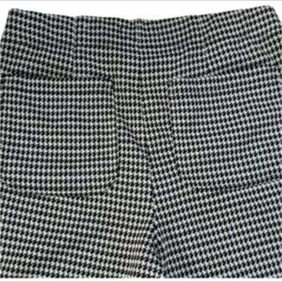 SO Plaid Checkered Black White High Rise Flare Pants Pockets Pull On Stretch MED - Picture 4 of 7